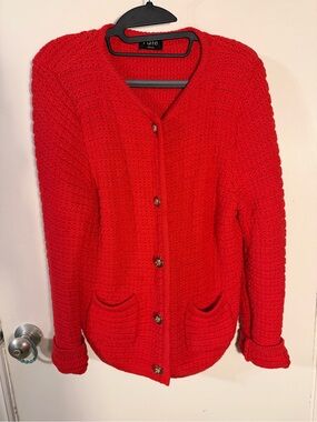 Fate Red Knit Button-Front Cardigan with Pockets Medium
